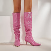 Pleated Design Pointed Toe Boots Newgew